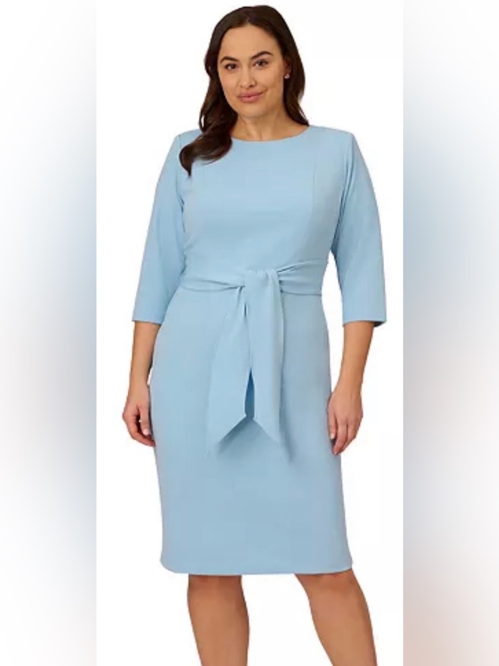 BNWT Adrianna Papell Elegant Light Blue Tie-Waist Sheath Dress - Picture 2 of 6